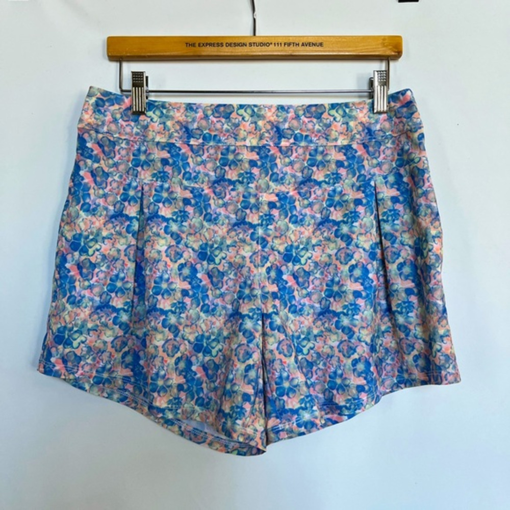 Adidas Women's Shorts Pink Blue Floral Flared with‎ Pockets Size 8